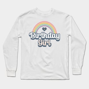 Retro Rainbow Brithday Girl Long Sleeve T-Shirt